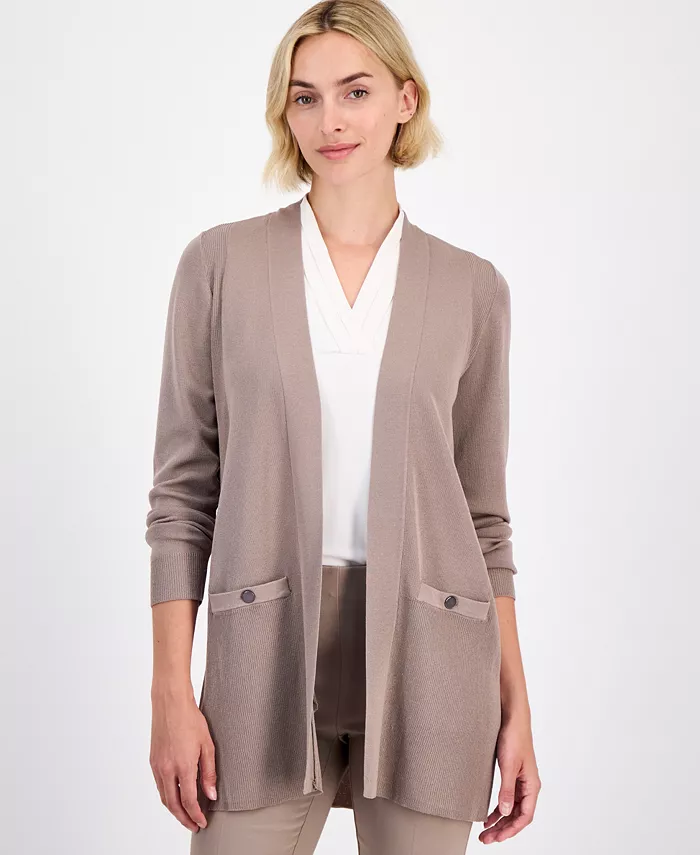 Women's Open-Front Buttoned-Pocket Cardigan - thumbnail 3