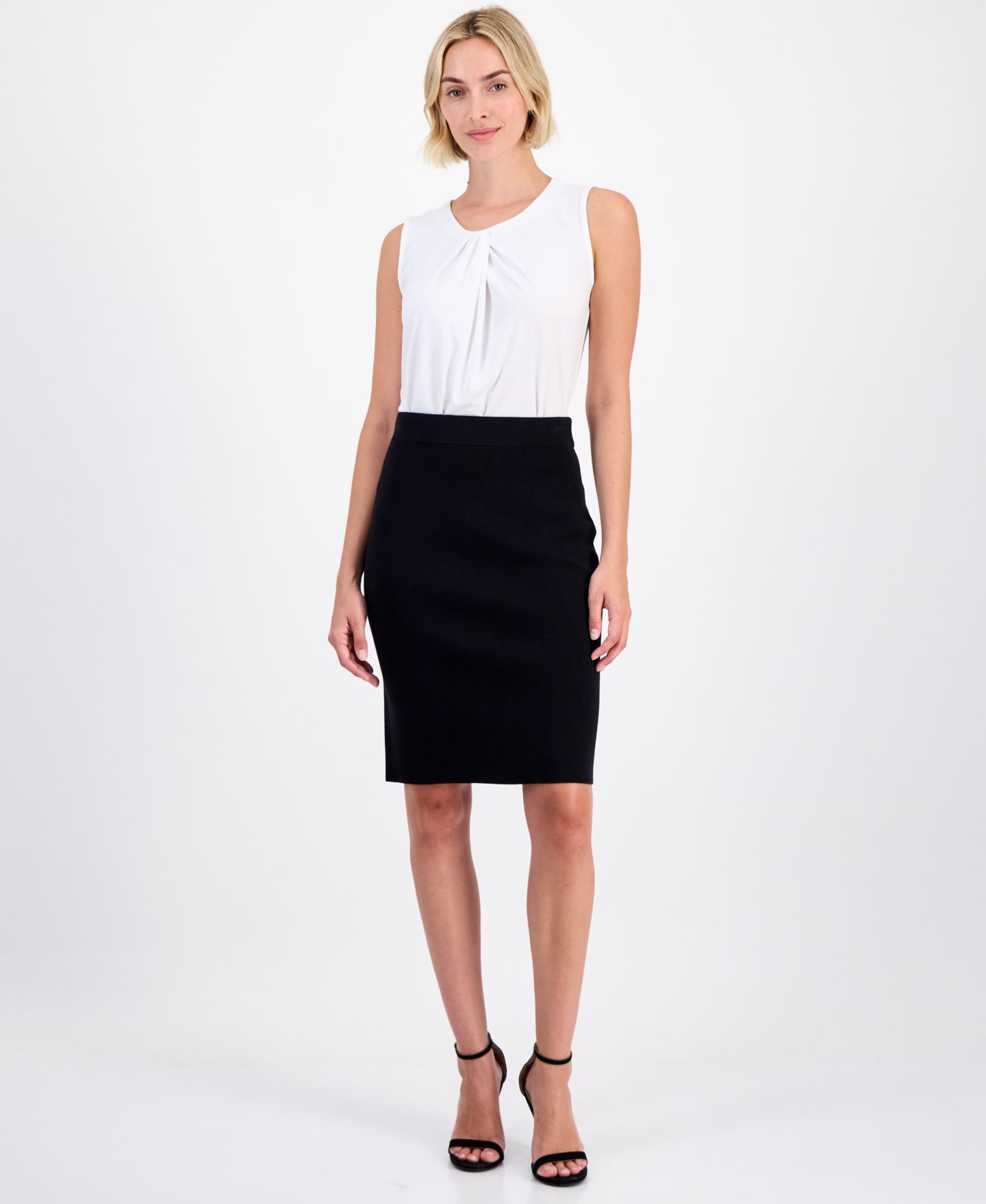 Женская юбка Anne Klein Sweater Pencil, цвет: Чёрный — фото 4