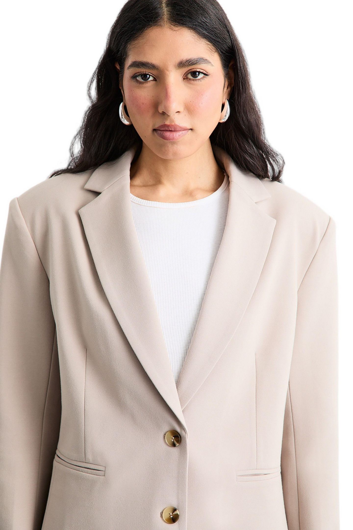 Женский пиджак Warehouse Oversized Single Breasted Blazer, цвет: Серо-бежевый — фото 3