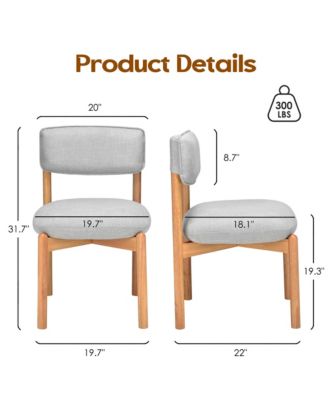 Modern Wooden Blended Linen Kaki Dining Chair Set of 2