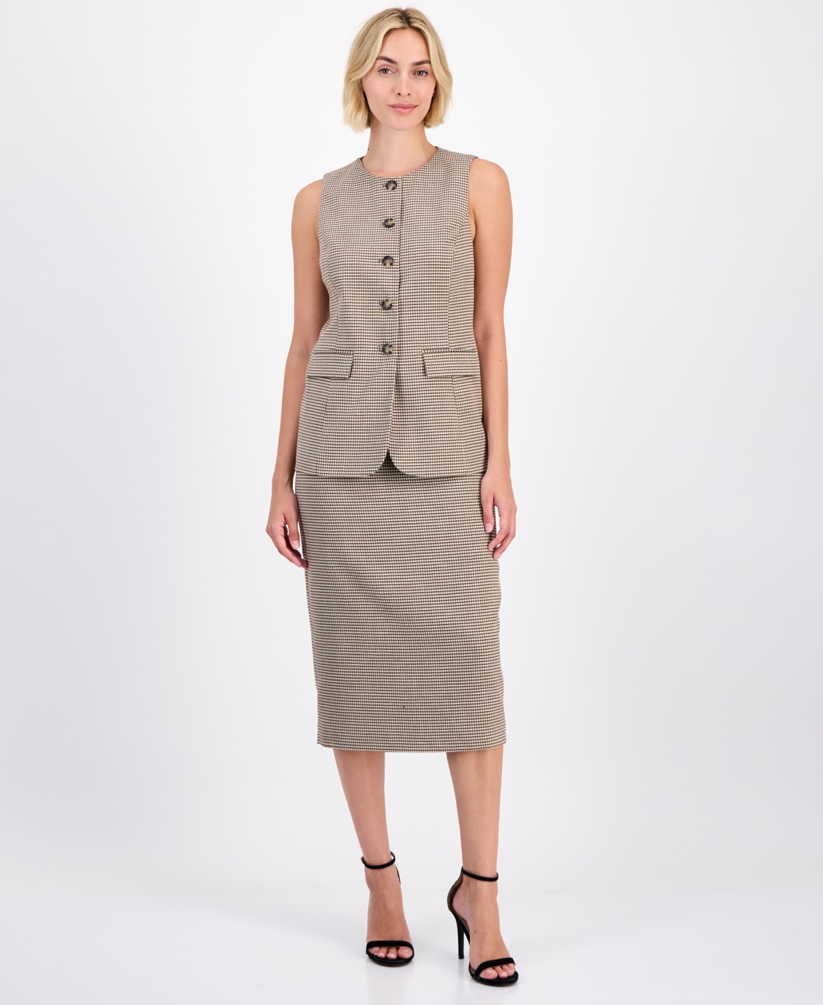 Anne Klein Women's Five-Button Crewneck Vest