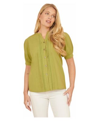 Women's Cotton Pleated Short Sleeve Shirt