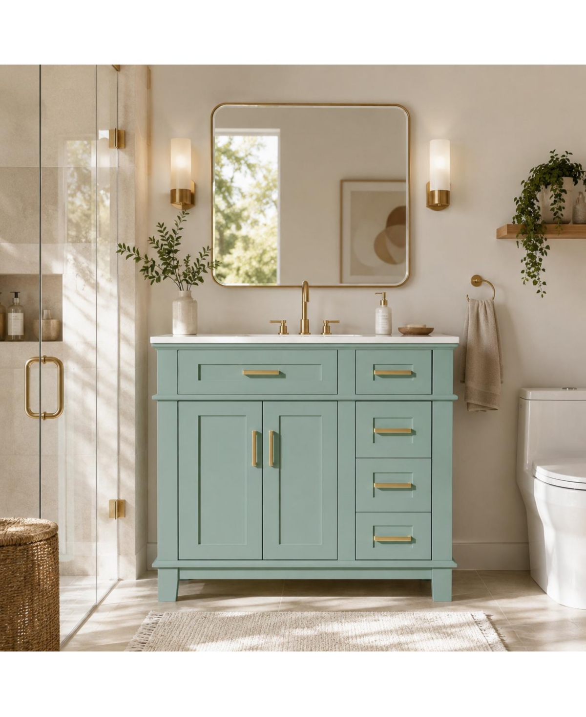 Phying 30 Inch Stylish Bathroom Vanity Cabinet Doors Deep and Standard Drawer Multipurpose Storage Furniture for Small Bathrooms
