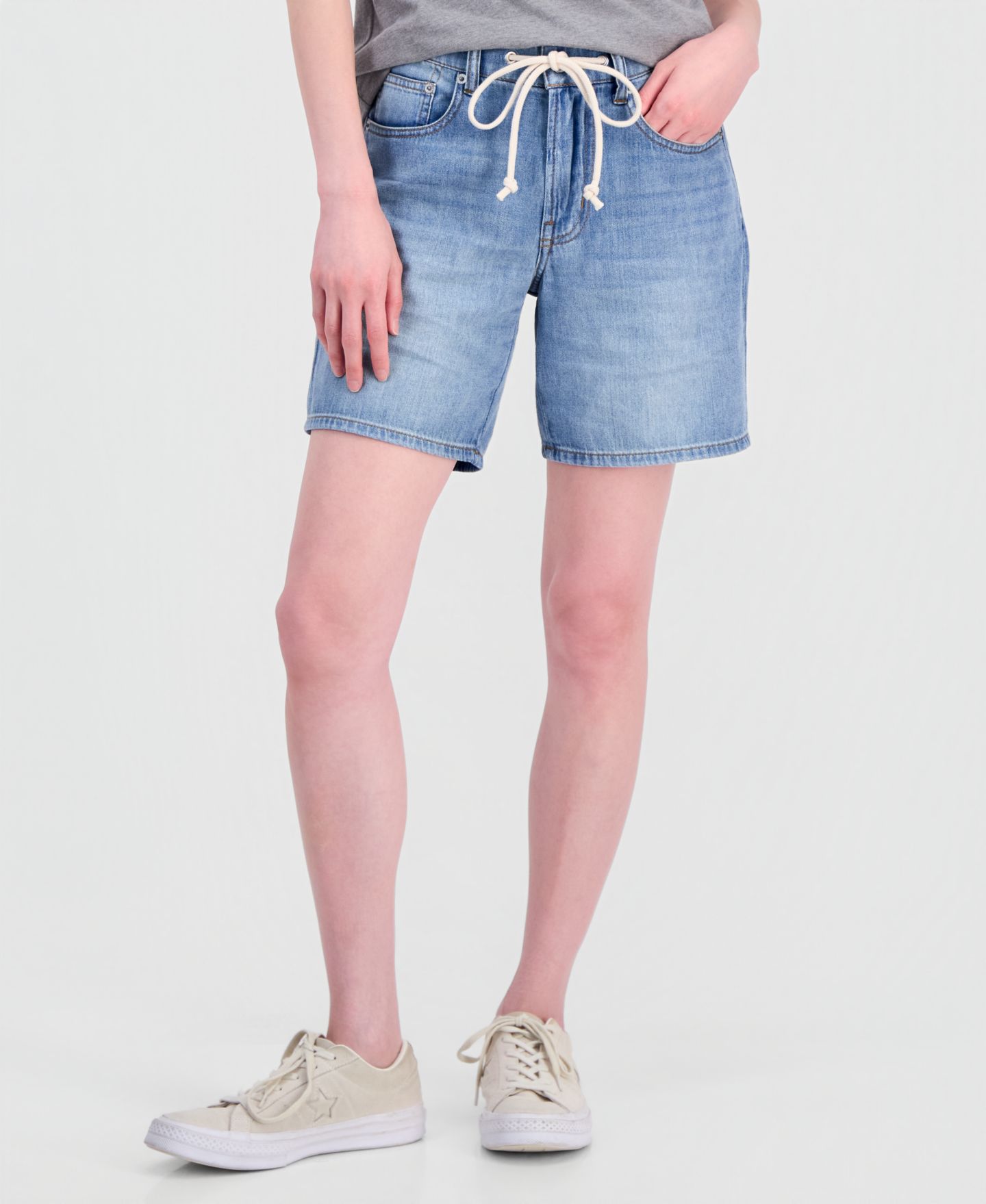Женские шорты Lucky Brand Tie-Waist Cotton Denim Shorts, цвет: Варёный — фото 3