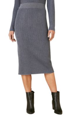 Women's Rib Knit Midi Skirt Stretch and Cozy