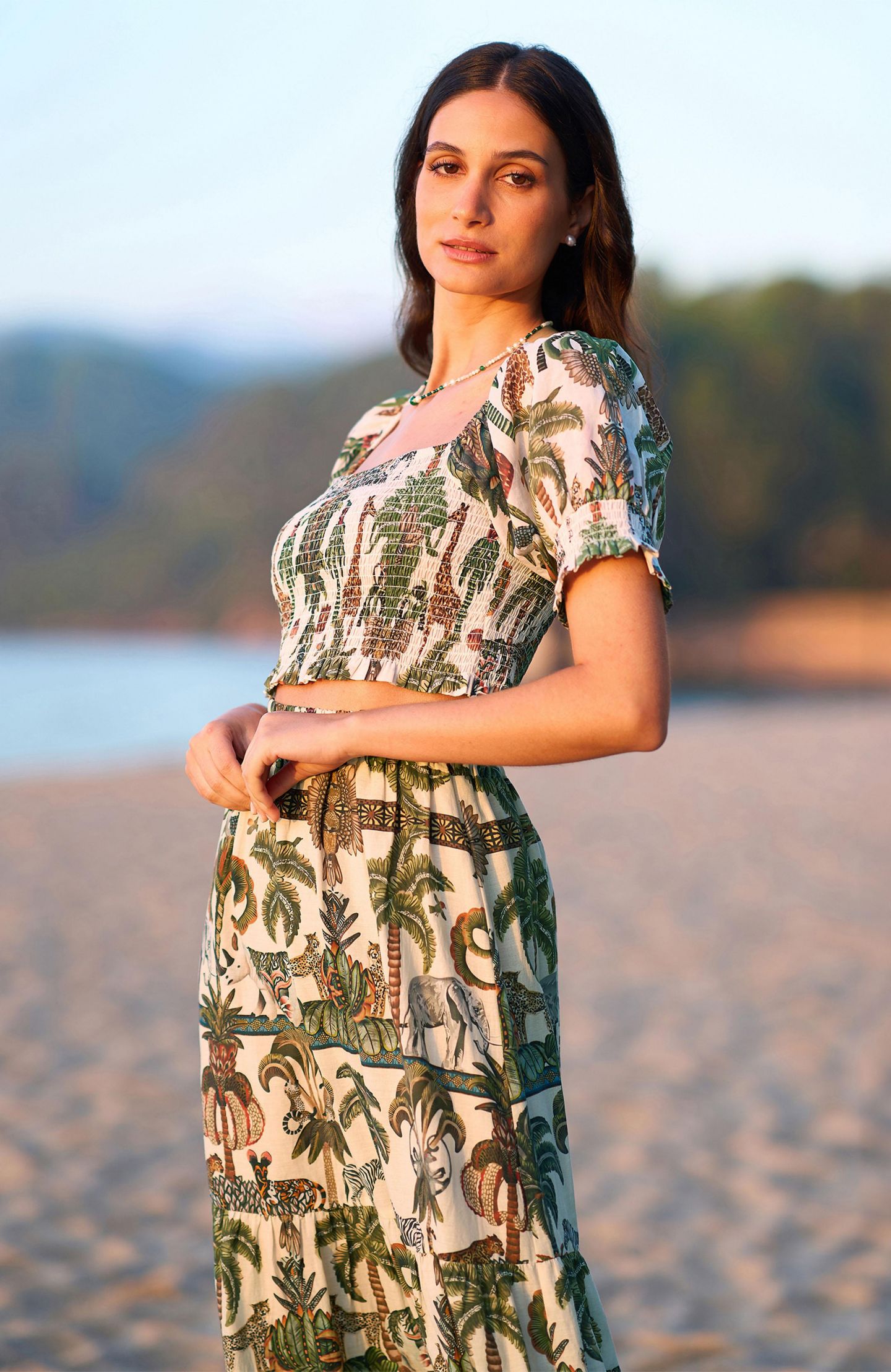 Женский топ Yumi Safari Ruched Crop, цвет: Разноцветный — фото 6