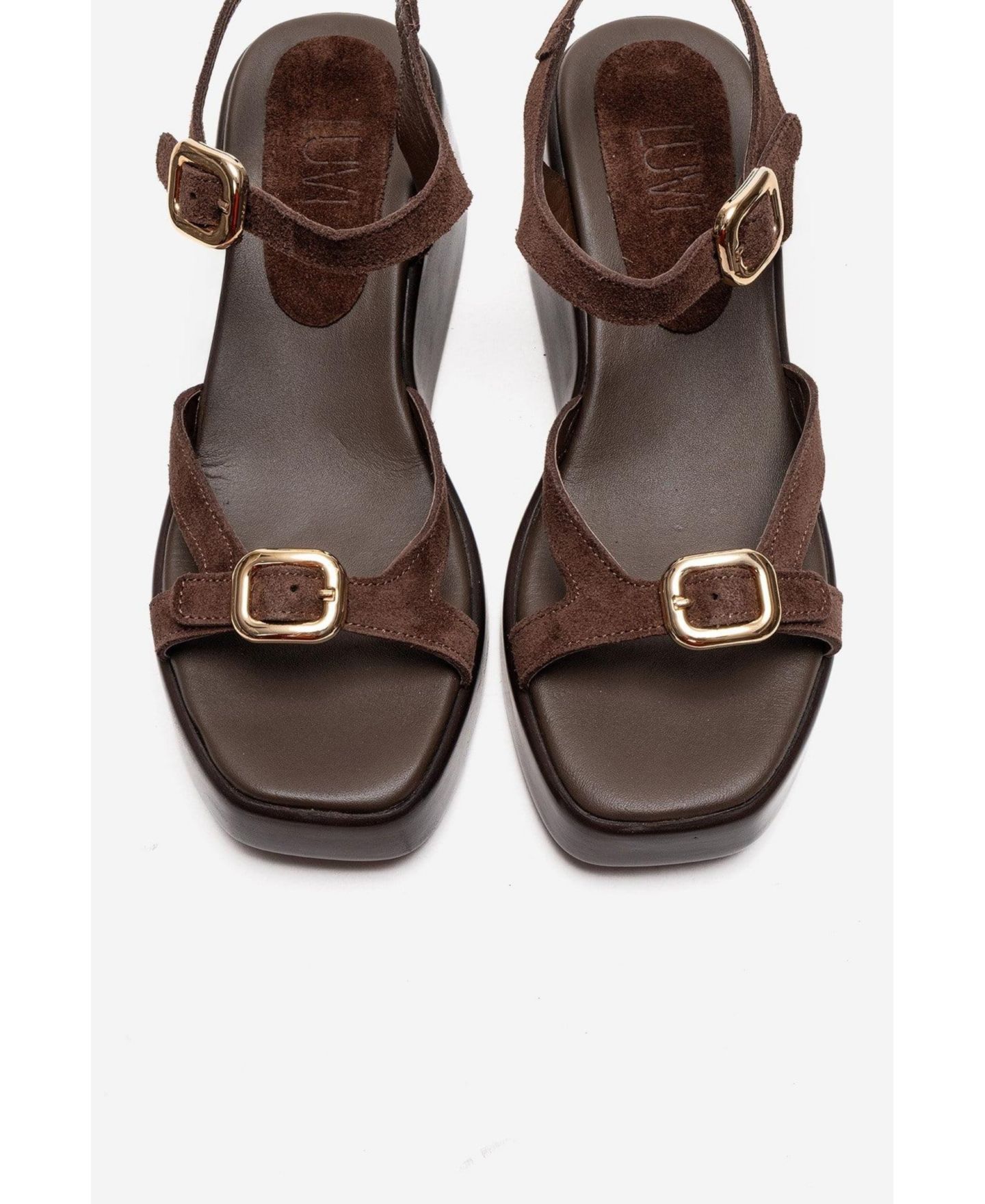 Женские сандалии Forever & Always Shoes Kalia Leather Wedge Sandal, цвет: Коричневый замшевый — фото 4