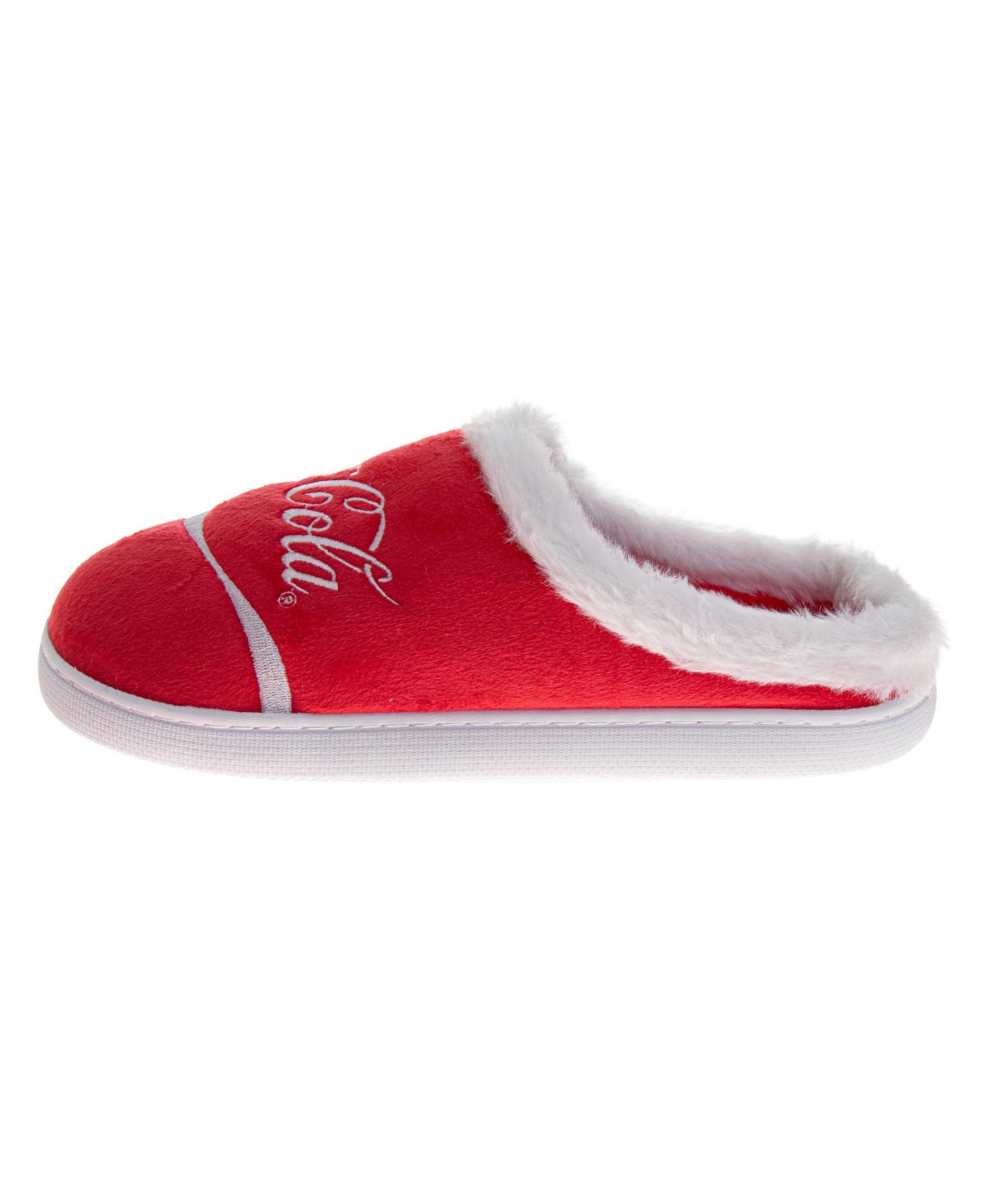 Мужские тапочки Coca-Cola Classic Script Casual Slippers Cozy Soft Lined Warm Indoor Comfort, цвет: Красный белый — фото 4