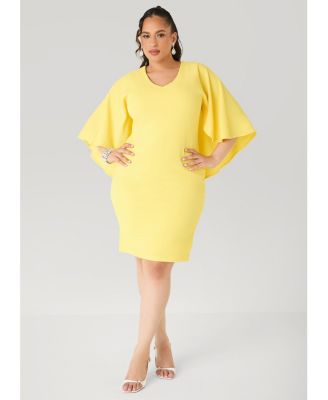 Women's Plus Size Textured Cape Sheath Dress