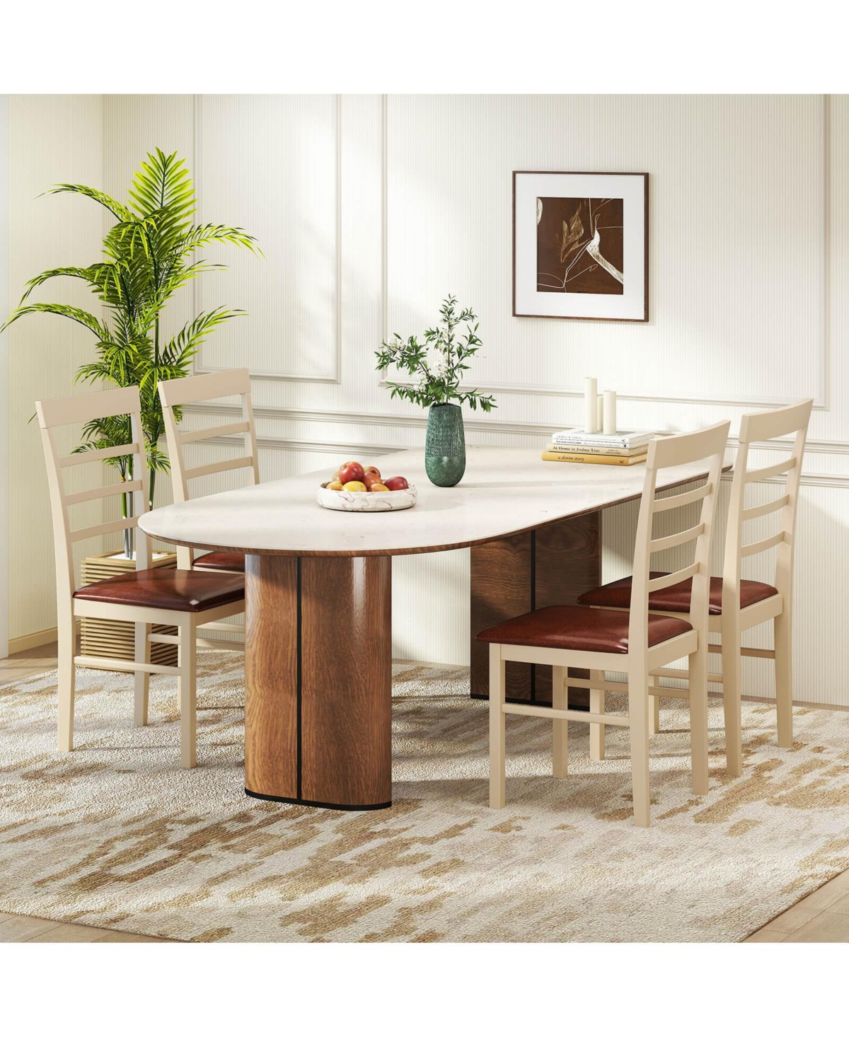 Costway Wooden dining chair with rubber wood frame padded seat for kitchen