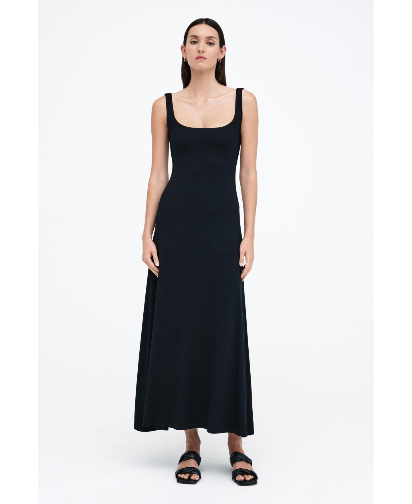 Женское платье Marcella Margot Square-Neck Fitted A-Line Jersey Midi, цвет: Чёрный — фото 6
