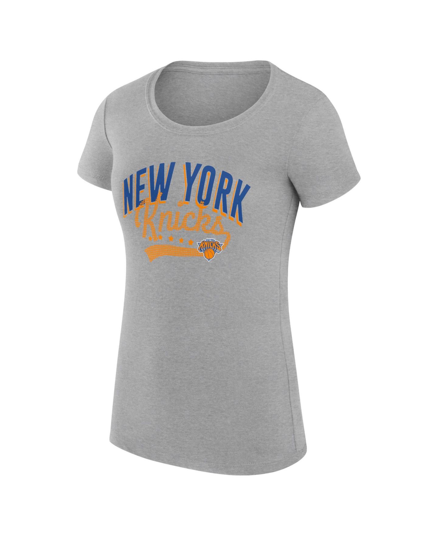 Женская футболка G-III 4Her by Carl Banks Heather Gray New York Knicks Super-Slim Fit Lightweight Filigree Logo — фото 2