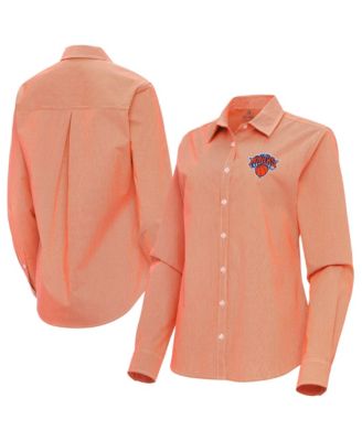 Women's Orange New York Knicks Porter Woven Long Sleeve Button-Up Shirt