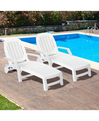 Lounge Chair Chaise Adjust Recliner Weather Resistant Wheel