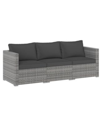 3-Piece Modular Patio Sectional Sofa Set with Woven Rattan and Soft Cushions
