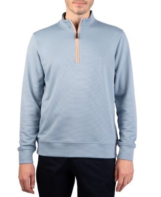 men Ottoman Quarter Zip with Suede Tipping