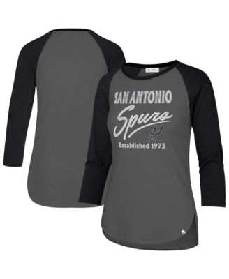 Women's Gray San Antonio Spurs High Rise Frankie Raglan Long Sleeve T-Shirt