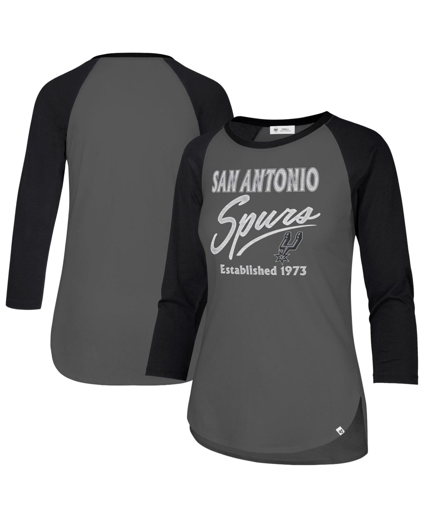 Женская футболка '47 Brand Gray San Antonio Spurs High Rise Frankie Raglan Long Sleeve — фото 1