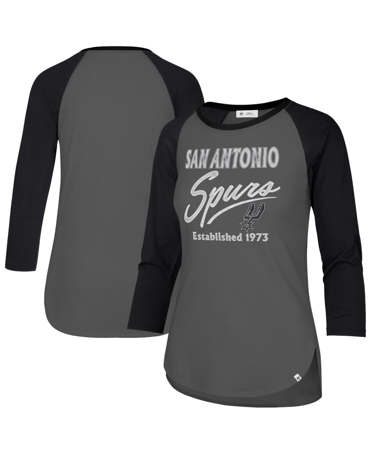 '47 Brand Women's Gray San Antonio Spurs High Rise Frankie Raglan Long Sleeve T-Shirt - Gray