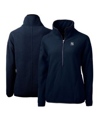 Women's Navy New York Yankees Cascade Eco Sherpa Fleece Quarter-Zip Pullover Jacket