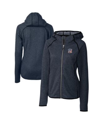 Women's Heather Navy New York Yankees Americana Logo Mainsail Sweater-Knit Full-Zip Hoodie