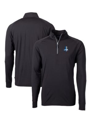 Men's Black Detroit Lions Adapt Eco Knit Stretch Quarter-Zip Throwback Pullover Sweatshirt