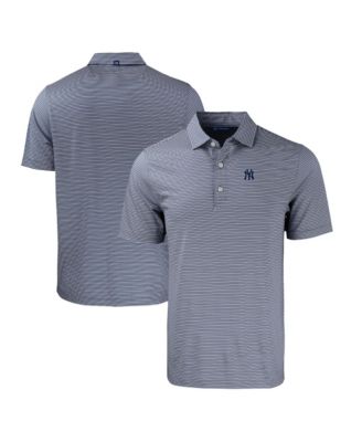 Men's Navy/White New York Yankees Forge Eco Double Stripe Stretch Polo Shirt