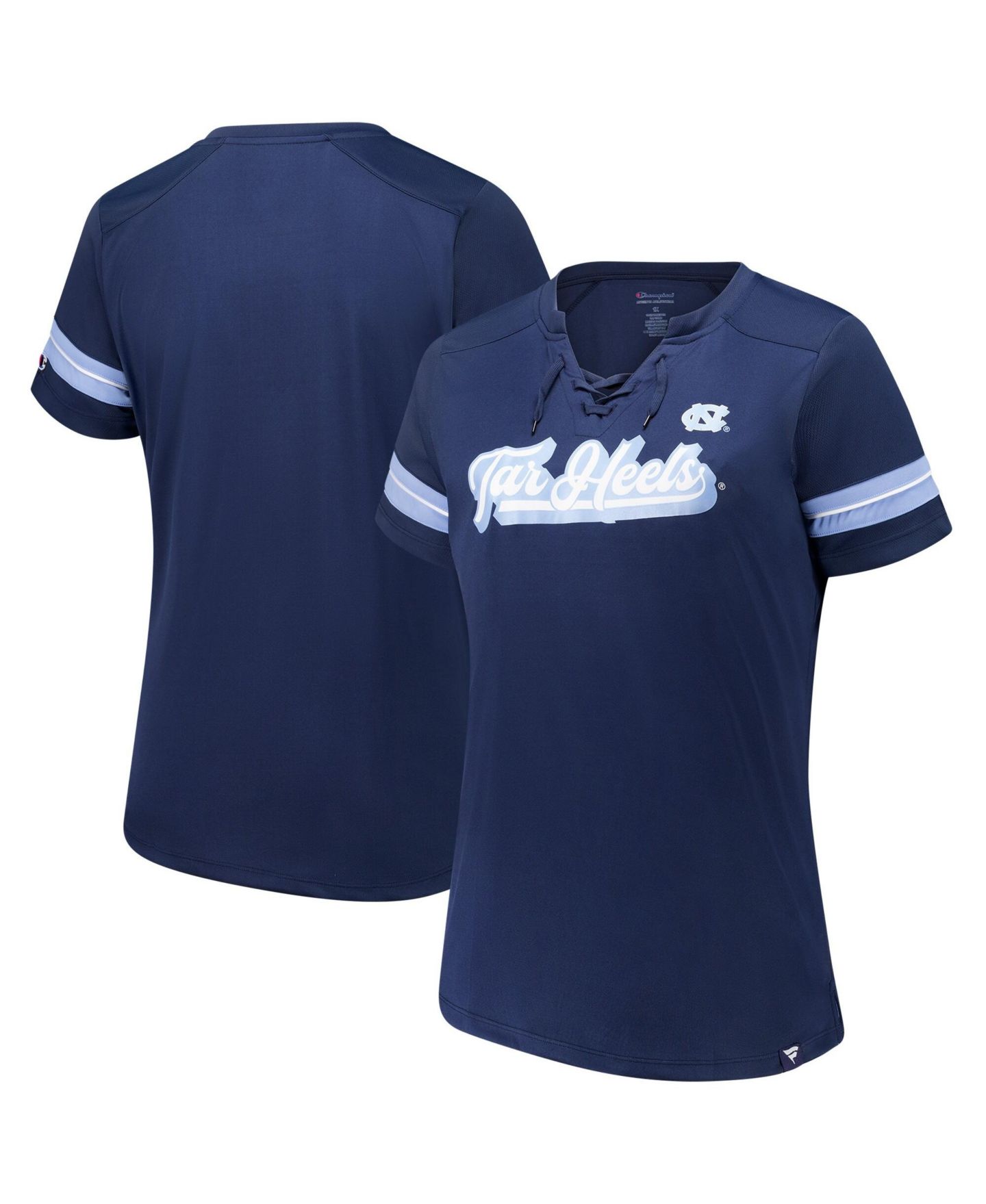 Женские футболки Fanatics Navy North Carolina Tar Heels Plus Size Overtime Readiness Lace-Up — фото 1
