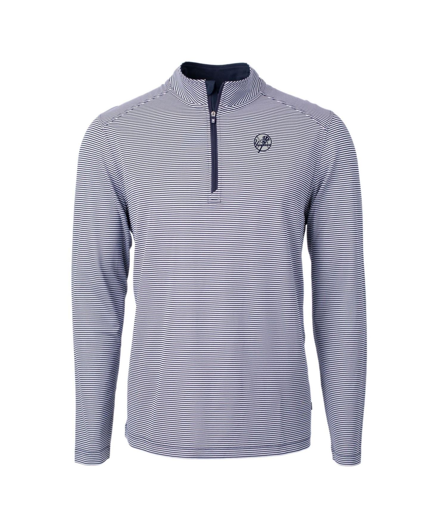 Мужская куртка Cutter & Buck Navy New York Yankees Virtue Eco Pique Micro Stripe Quarter-Zip — фото 2