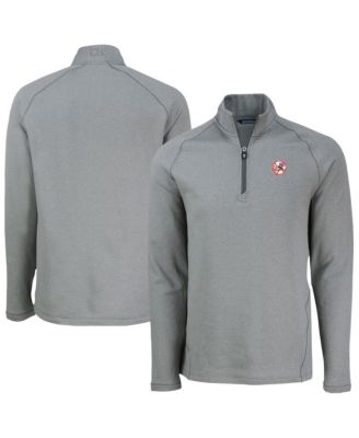 Men's Heather Gray New York Yankees Peshastin Eco Fleece Raglan Quarter-Zip Sweatshirt