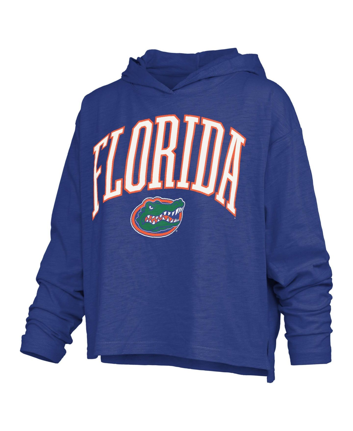 Женская футболка Pressbox Royal Florida Gators Nelson Arch Over Logo Long Sleeve Hooded Slub — фото 2