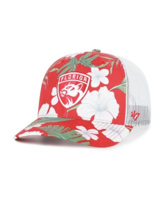 Men's Red/White Florida Panthers Beach Side Adjustable Trucker Hat