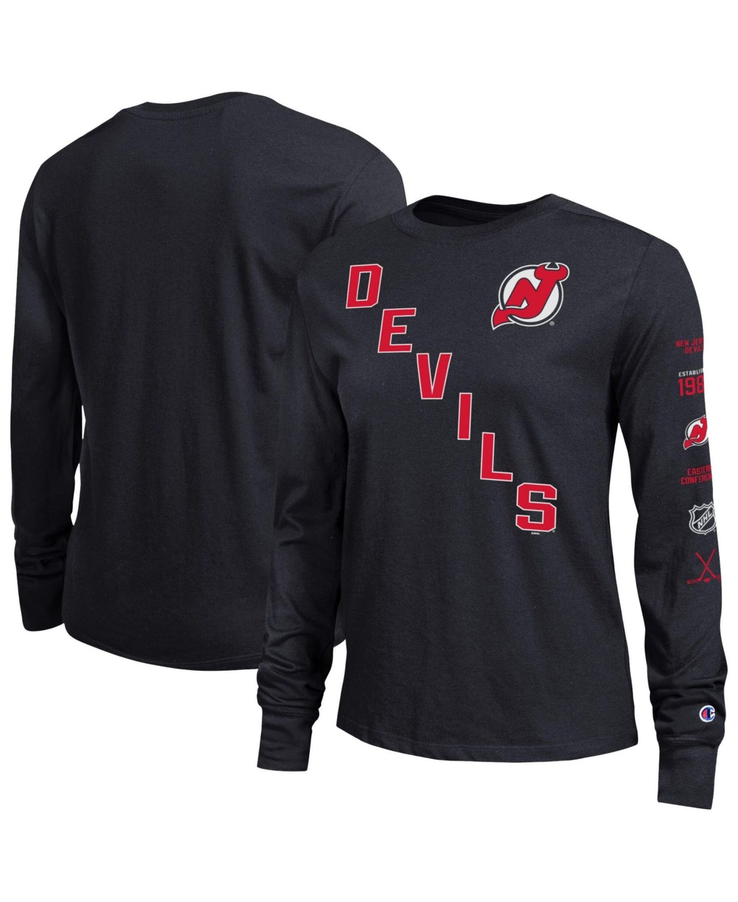 Женская футболка Champion Black New Jersey Devils 2-Hit Long Sleeve — фото 1