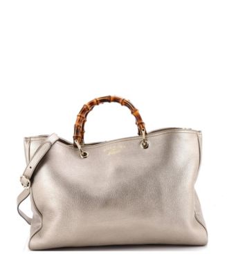 Large Bamboo Shopper Tote Leather