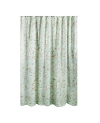 Olivia Floral and Butterfly Print 12 Buttonholes Bath Shower Curtain