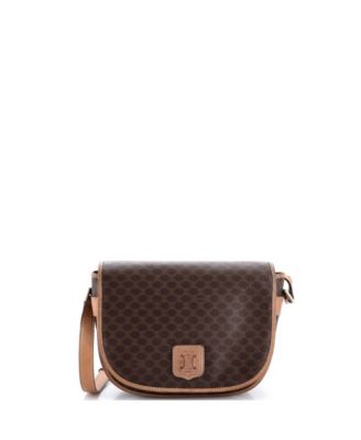 Small Vintage Saddle Flap Shoulder Bag Macadam Coated Canvas