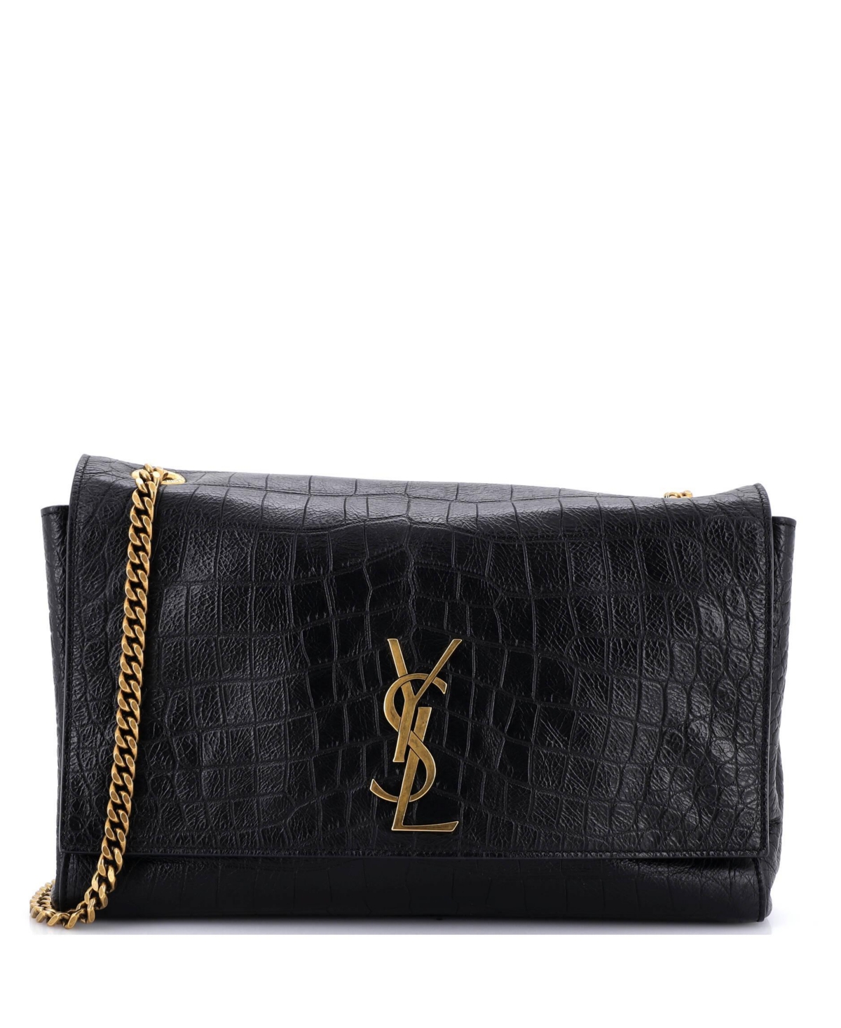 Pre-Owned Saint Laurent Medium Classic Monogram Reversible Shoulder Bag Embossed Leather and Suede