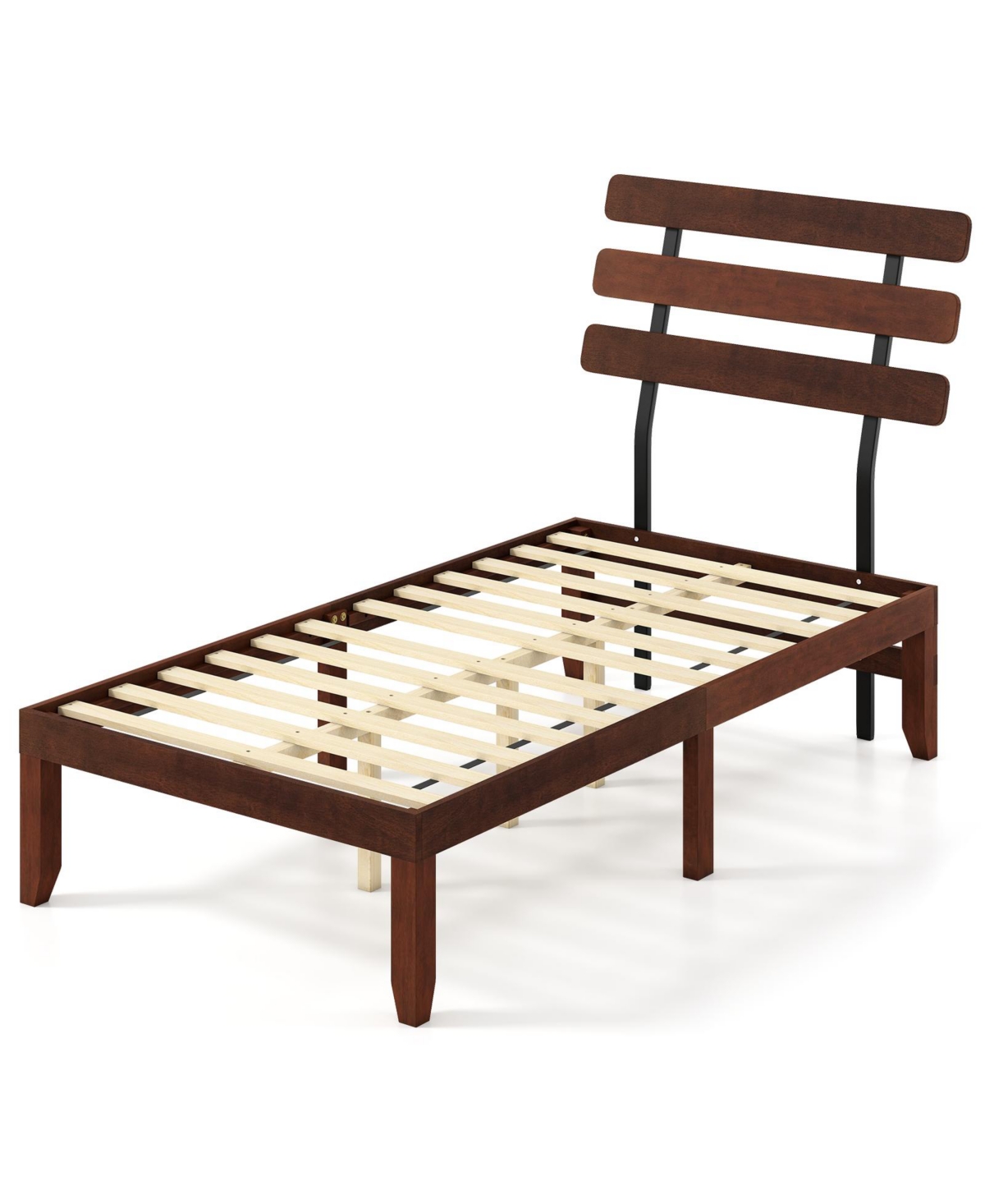 Slickblue Stylish Wooden Bed Frame with Retro Headboard