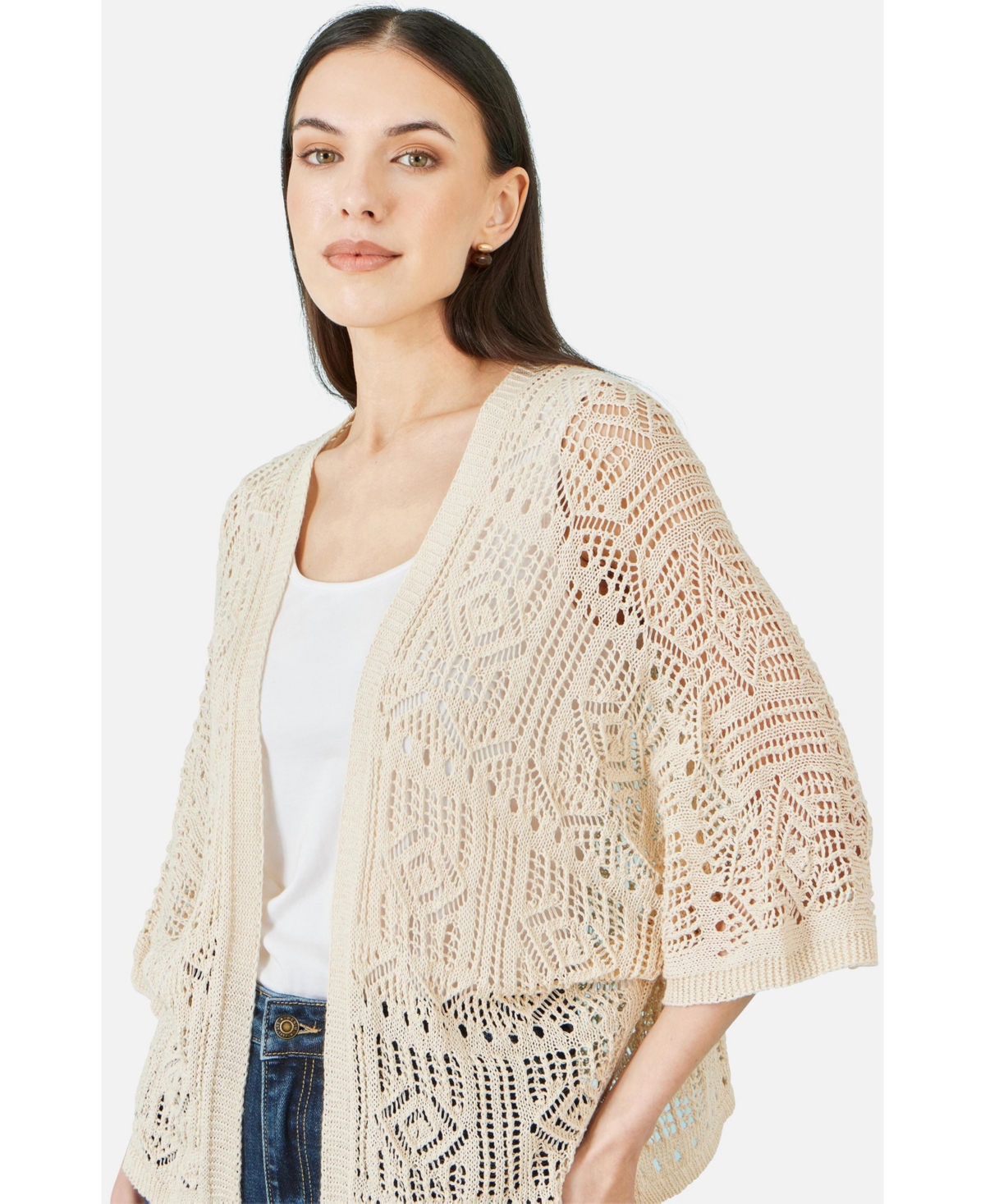 Yumi Women's Crochet Edge To Cardigan