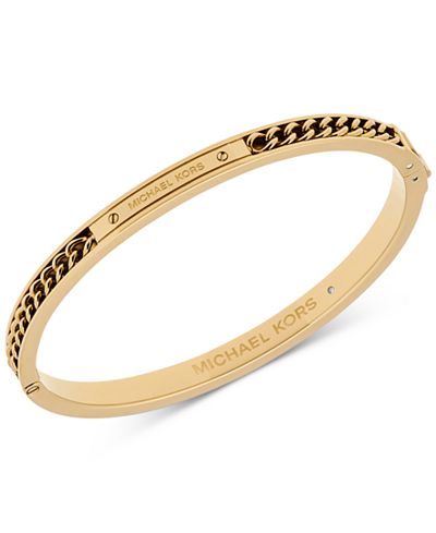 Michael Kors Gold-Tone Logo Chain Detail Bangle Bracelet