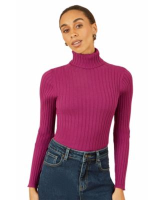 Women's Ribbed Knit Roll Neck Jumper