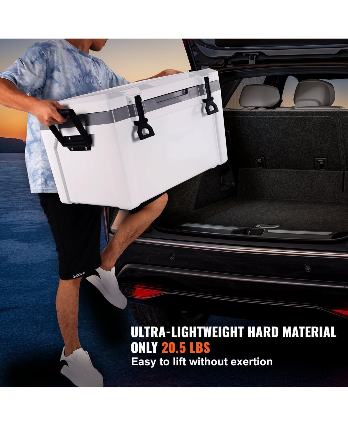 Cozito Insulated Portable Cooler, 52 qt Hard Ice Chest with Heavy Duty Handle, Holds 50 Cans
