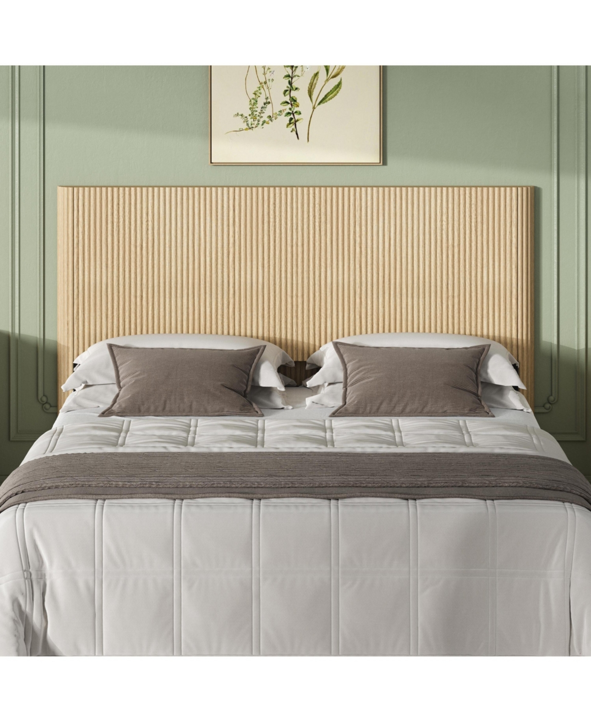 Sailvan Modern Wooden Queen Headboard with Arched Corrugated Design
