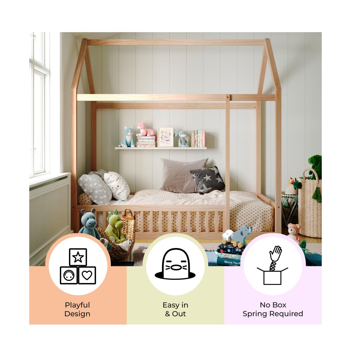 Buzz & Bloom Kids House Shaped Bed with Triangular Top