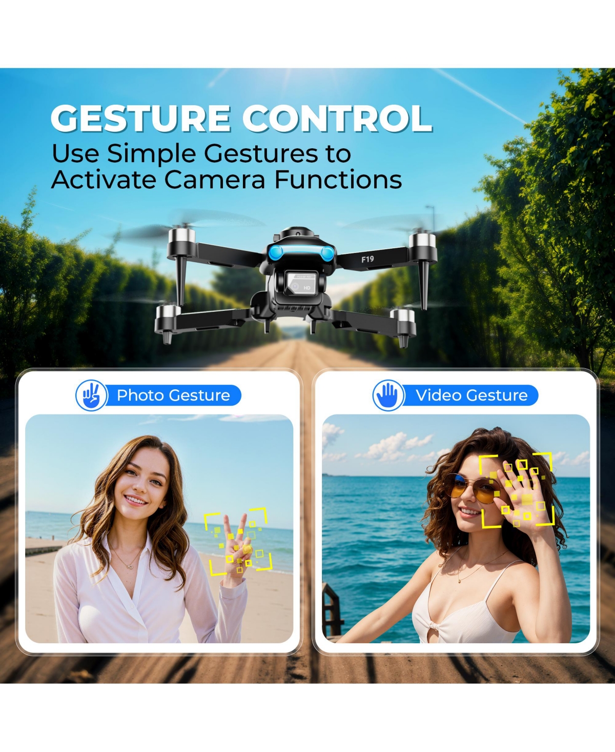 Contixo F19 Arvo Foldable Drone with 1080P Hd Camera, Fpv, Obstacle Avoidance, 2 Batteries, Brushless Motors and Led Lights