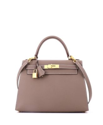 Kelly 28 Handbag Grey Epsom with Gold Hardware