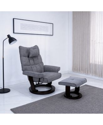 8 Point Heated Massage Recliner with Ottoman, Chenille Fabric
