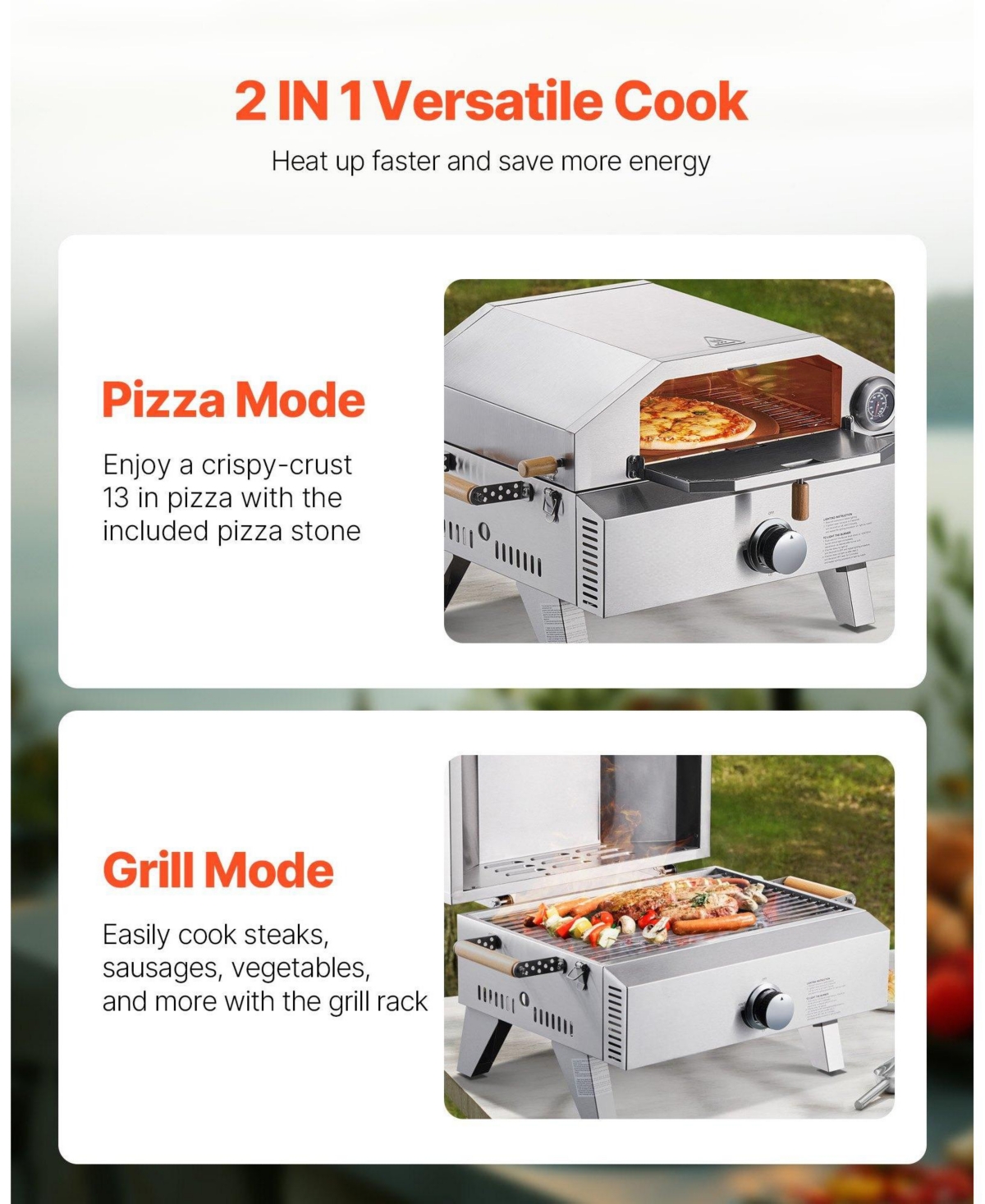Cozito Outdoor Gas Pizza Oven, 13 inches Pizza Maker with Cordierite Stone
