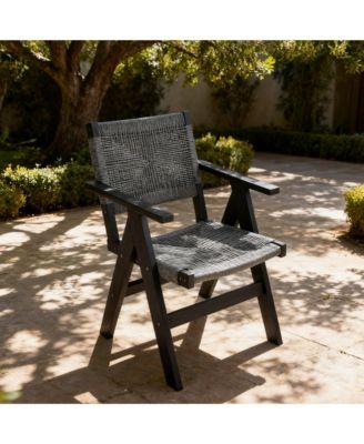 1 Piece Hips Sturdy Outdoor Dining Chair, Patio Chair with Woven Seat and Ergonomic Arms