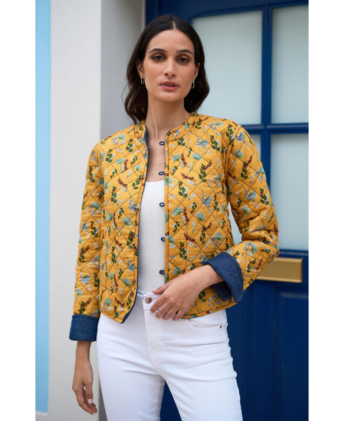 Yumi Women's Long Sleeve Quilted Reversible Jacket